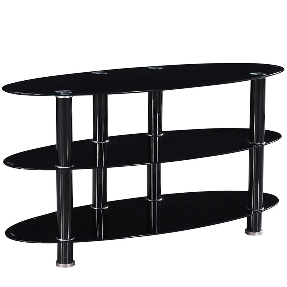 Pemberly Row Contemporary Glass Oval TV Stand for TVs up to 40