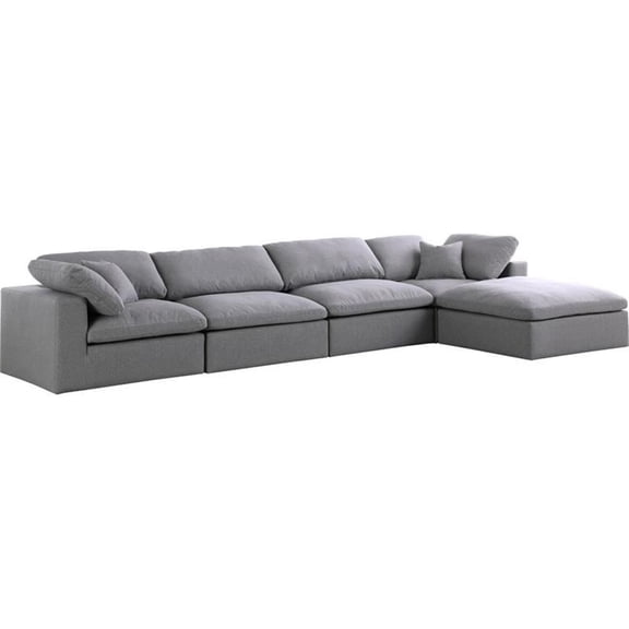 Pemberly Row Contemporary Gray Durable Linen Fabric Modular Sectional