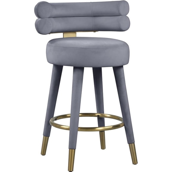 Pemberly Row Contemporary Gray Velvet Counter Stool (Set of 2)