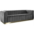 thumbnail image 1 of Pemberly Row Contemporary Gray Velvet Sofa with Sturdy Stainless Steel Base, 1 of 5