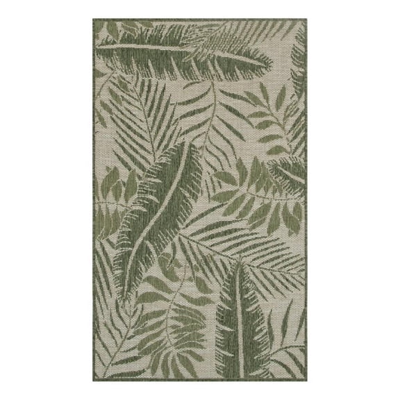 Pemberly Row Contemporary Home Garden Oasis 3'x5' Ivory Green Area Rug