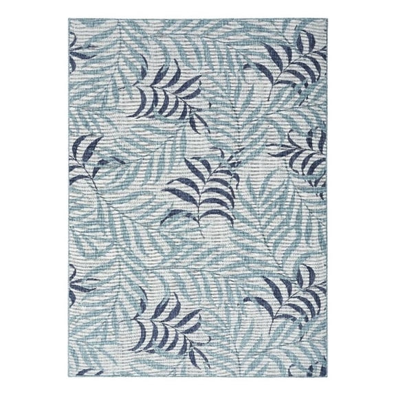 Pemberly Row Contemporary Home Garden Oasis 5'x7' Fabric Blue Area Rug