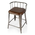 thumbnail image 1 of Pemberly Row Contemporary Iron & Leather Counter Stool - Brown, 1 of 3