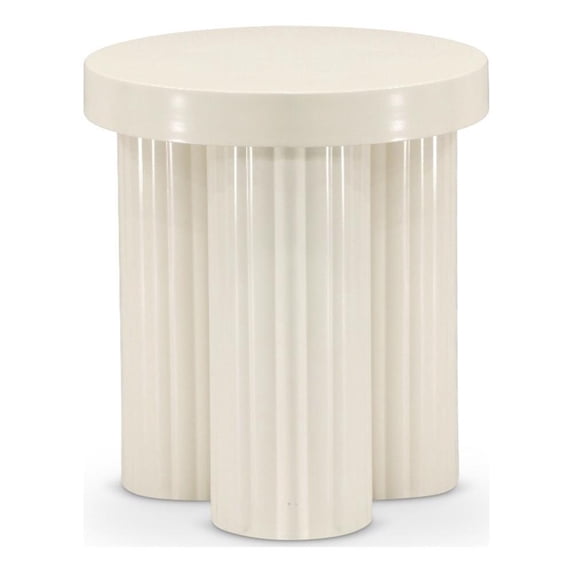 Pemberly Row Contemporary Iron Metal End Table in Cream Finish