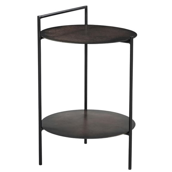 Pemberly Row Contemporary Iron Side Table in Dark Copper Patina
