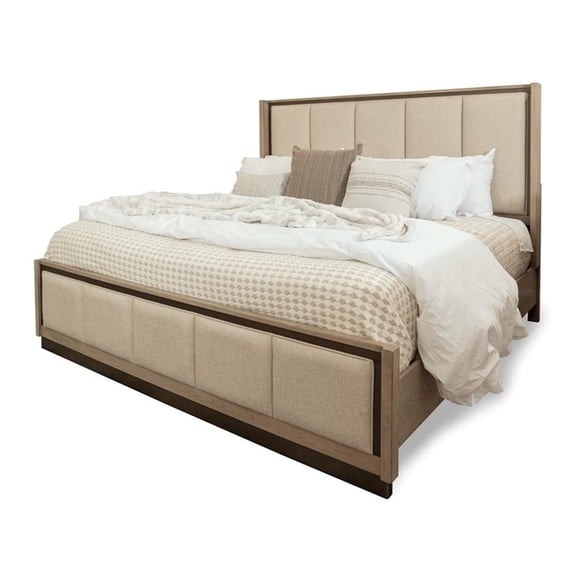 Pemberly Row Contemporary King Bed in Muted Earth Tones & Clay