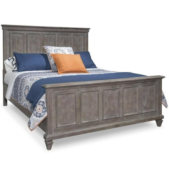 Pemberly Row Contemporary King Panel Bed in Dovetail Gray Finish