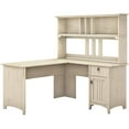 thumbnail image 1 of Pemberly Row Contemporary L Shaped Desk with Hutch in Antique White, 1 of 7