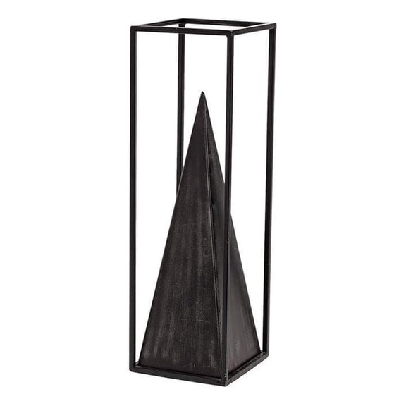 Pemberly Row Contemporary Large Square Framed 3-D Black Metal Pyramid