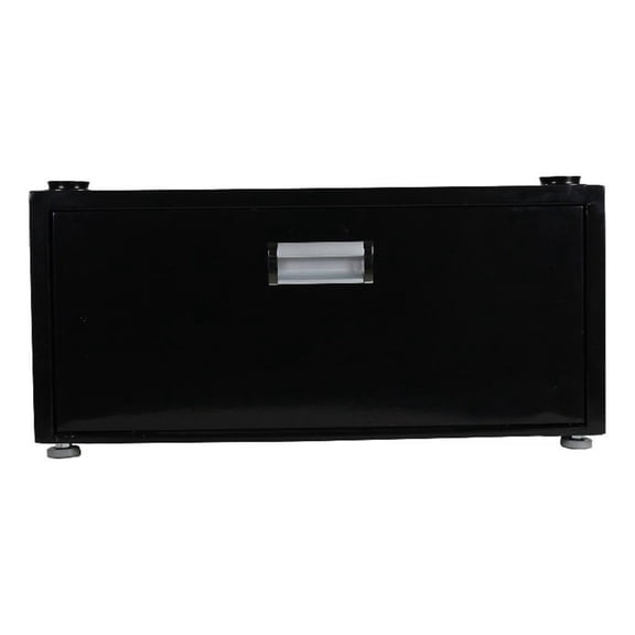 Pemberly Row Contemporary Laundry Pedestal with Drawer in Black