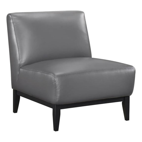 Pemberly Row Contemporary Leather Accent Chair in Dark Gray Finish