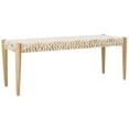 thumbnail image 1 of Pemberly Row Contemporary Leather Bench in Off White and Light Oak, 1 of 7