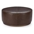 thumbnail image 1 of Pemberly Row Contemporary Leather Round Cocktail Coffee Table Brown, 1 of 6