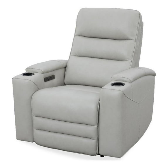 Pemberly Row Contemporary Leather Stone Power Zero Gravity Recliner