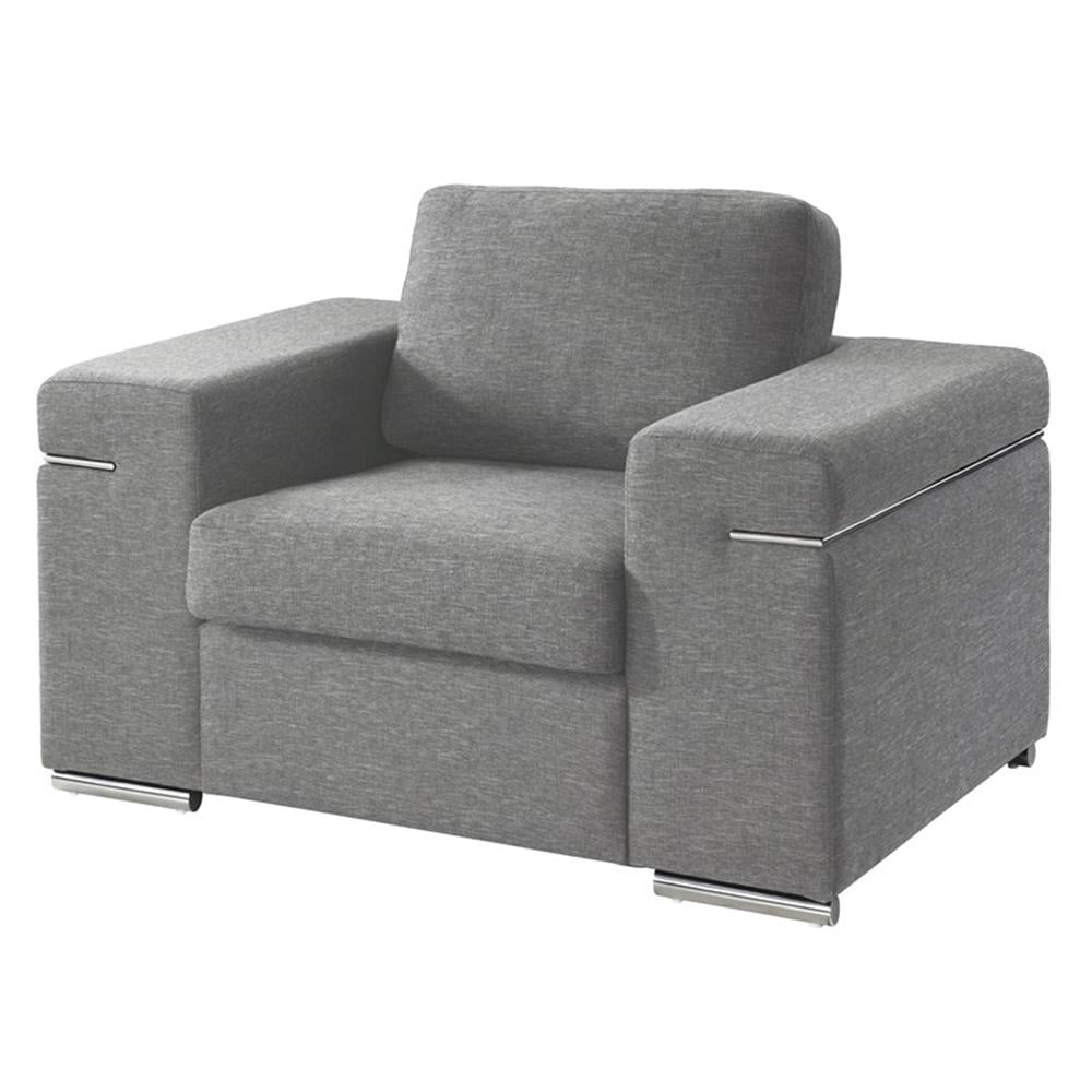 Pemberly Row Contemporary Light Gray Finish Woven Fabric Arm Chair ...