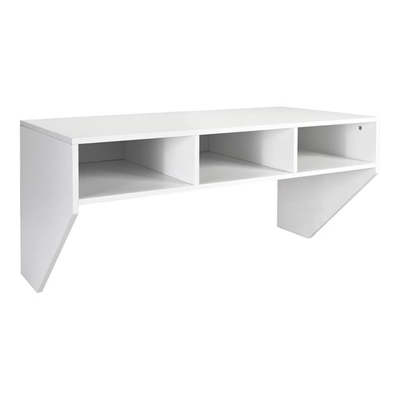 Pemberly Row Contemporary MDF Wall Mounted Floating Computer Desk in White