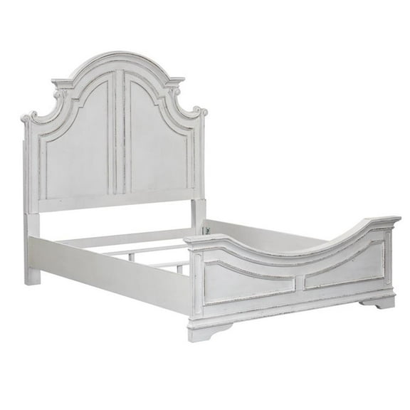 Pemberly Row Contemporary Magnolia Manor White King Panel Bed