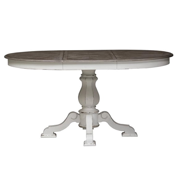 Pemberly Row Contemporary Magnolia Manor White Pedestal Table