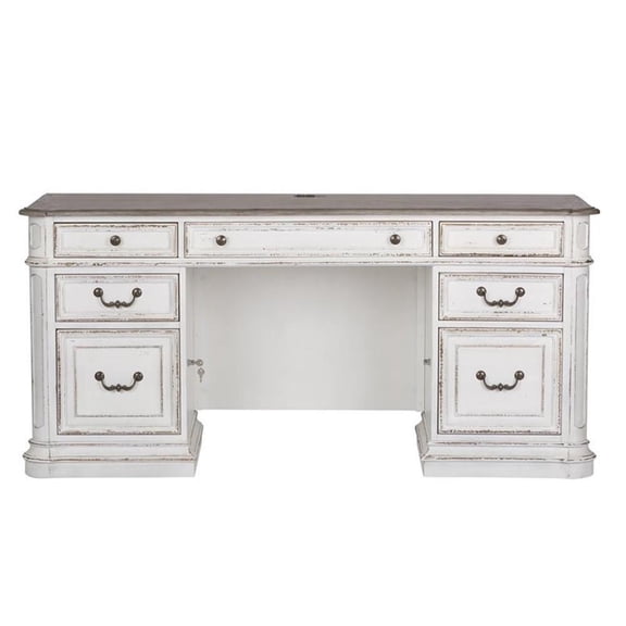 Pemberly Row Contemporary Magnolia Manor Wooden Credenza in White