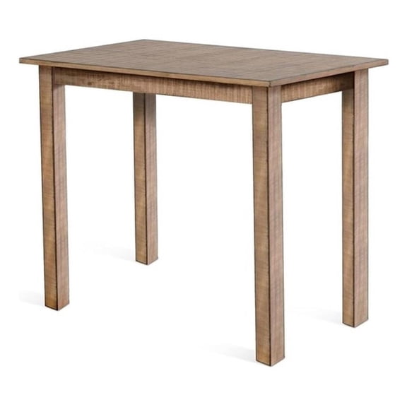 Pemberly Row Contemporary Mahogany Solids Beach Pebble Counter Wood Table