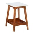 thumbnail image 1 of Pemberly Row Contemporary Mango Wood and Marble Side Table in Brown, 1 of 9
