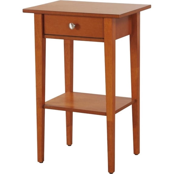 Pemberly Row Contemporary Manufactured Wood 1 Drawer Nightstand in Oak