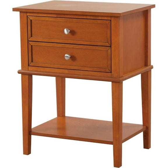 Pemberly Row Contemporary Manufactured Wood 2 Drawer Nightstand in Oak