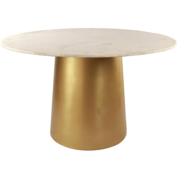 Pemberly Row Contemporary Marble Dining Table in Gold - 50"W x 50"D x 30"H