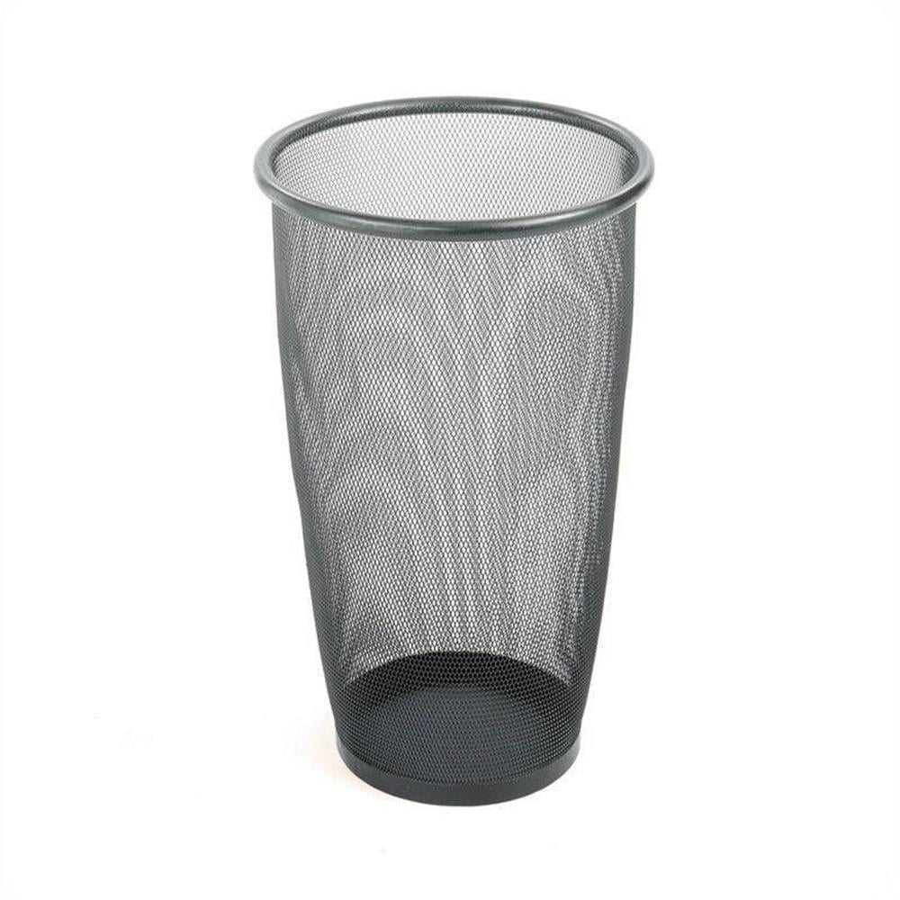 Large Black Stainless Steel Mesh Round Wastebasket Set
