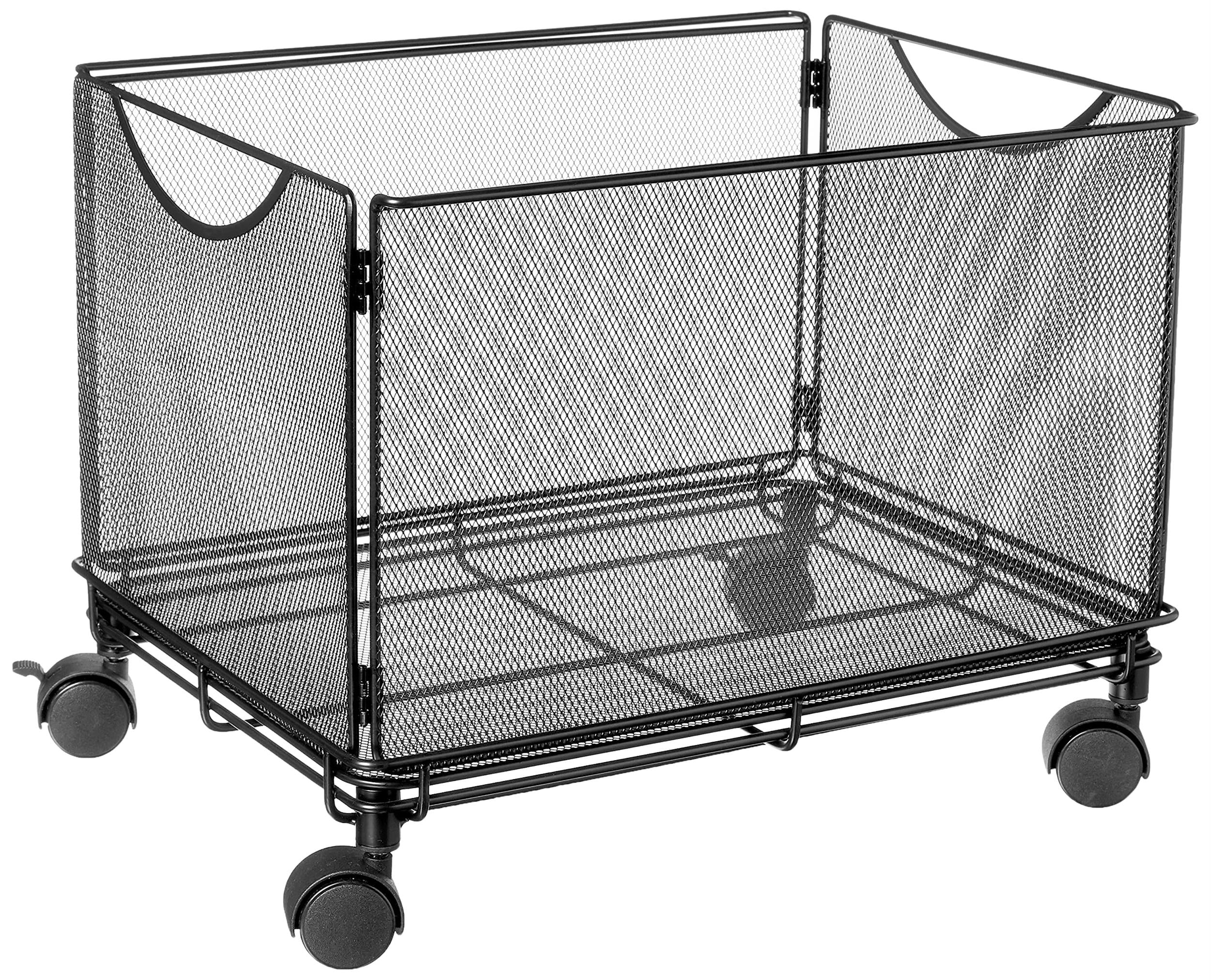 Pemberly Row Contemporary Mesh Rolling File Cube in Black Finish ...