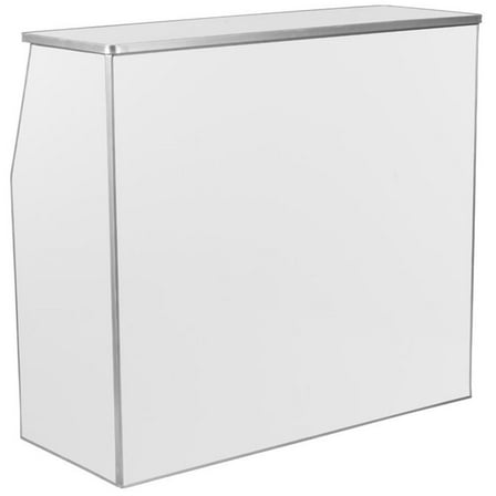 Pemberly Row Contemporary Metal 4' Laminate Foldable Bar in White