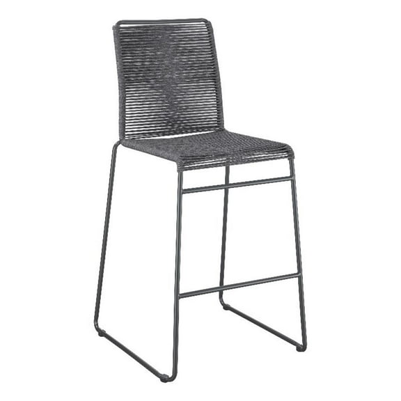 Pemberly Row Contemporary Metal Bar Stools with Footrest in Charcoal (Set of 2)