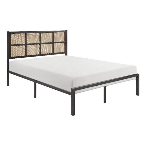 Pemberly Row Contemporary Metal Eastern King Size Platform Bed in Dark Bronze