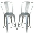 thumbnail image 1 of Pemberly Row Contemporary Metal Gray 24" Counter Stool Galvanized (Set of 2), 1 of 2