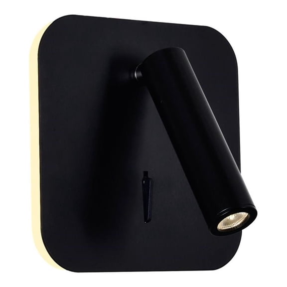 Pemberly Row Contemporary Metal LED Sconce with Dimmer in Black