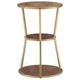 thumbnail image 1 of Pemberly Row Contemporary Metal and Mango Wood Three Tier Side Table in Gold, 1 of 11