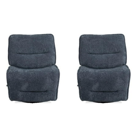 Pemberly Row Contemporary Midnight Blue Armless Recliner Two Pack