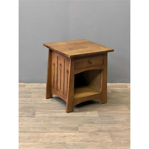 Pemberly Row Contemporary Mission 1-Drawer End Table - Walnut
