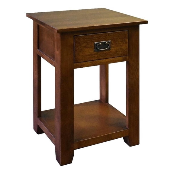 Pemberly Row Contemporary Mission 1 Drawer Nightstand - Walnut