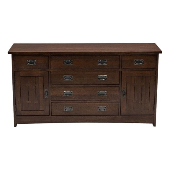 Pemberly Row Contemporary Mission 6-Drawer 62" Sideboard in Walnut