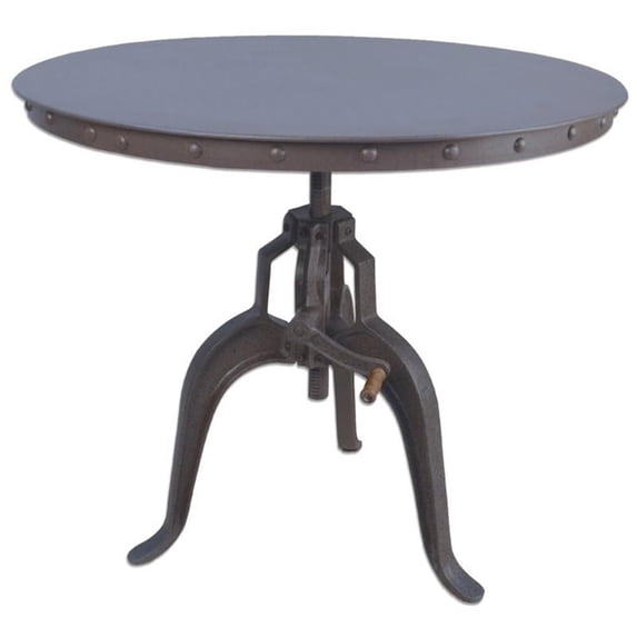 Pemberly Row Contemporary / Modern Metal Brown Adjustable Crank Table Industrial