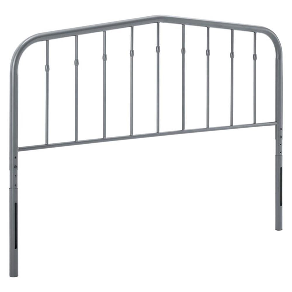 Pemberly Row Contemporary Modern Queen Metal Spindle Headboard in Gray