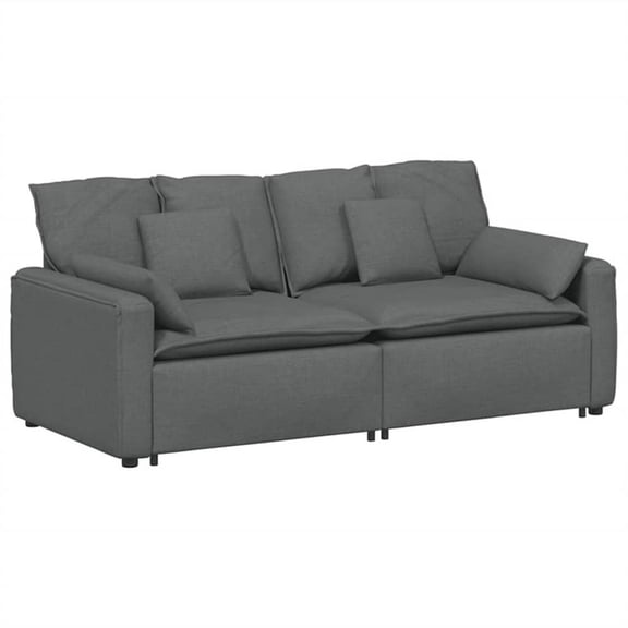 Pemberly Row Contemporary Modular Sofa with Cushions in Dark Gray