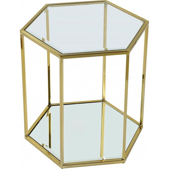 Pemberly Row Contemporary Modular Stainless Steel and Glass End Table