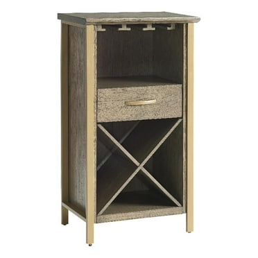 Pemberly Row Contemporary Multi-Functional Mini Bar Cabinet-Dune and Gold