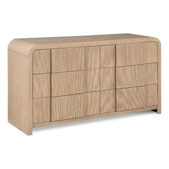 Pemberly Row Contemporary Natural Oak Veneer Dresser - 60"W x 21"D x 32"H