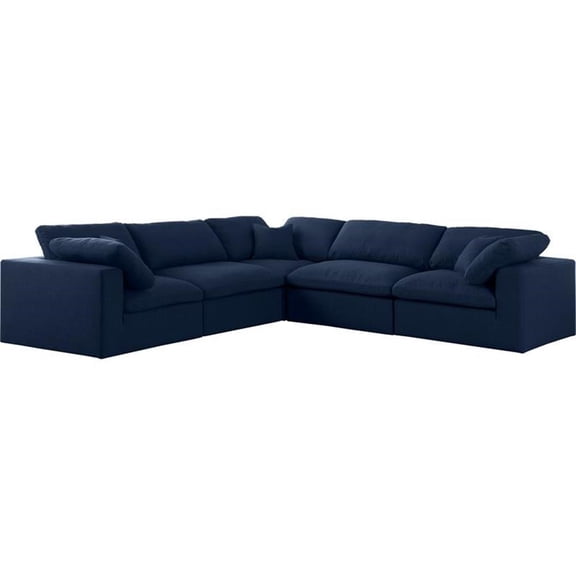 Pemberly Row Contemporary Navy Durable Linen Fabric Modular Sectional