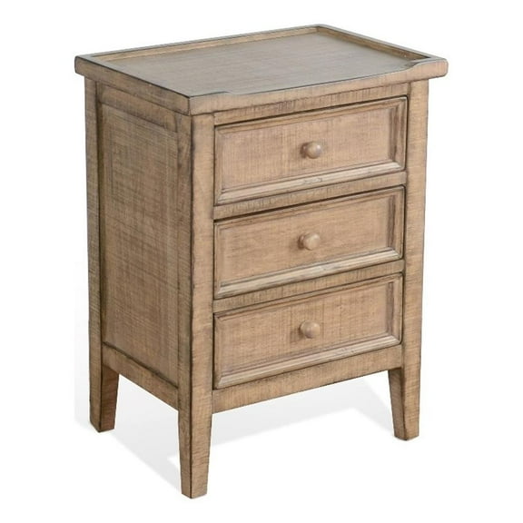 Pemberly Row Contemporary Nutmeg Beach Pebble Wood End Table