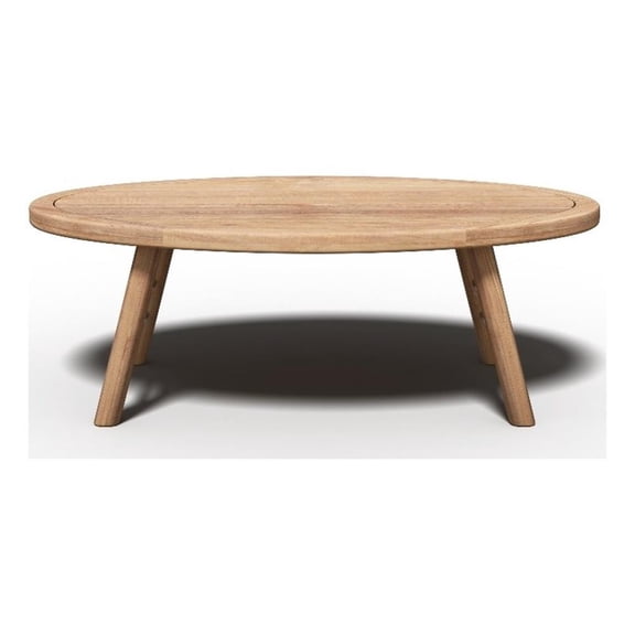 Pemberly Row Contemporary Oval Outdoor Premium Teak Coffee Table