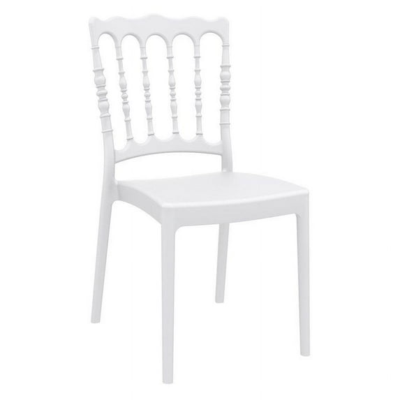 Pemberly Row Contemporary Patio Dining Chair in White